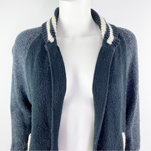 Madewell Size M Navy Blue Knit Button Down Sweater Varsity Jacket Cardigan - Picture 2 of 11